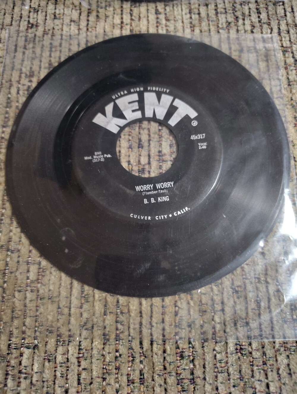 B.B. King-Worry Worry/I Am-Rare 1959 Blues 45-Kent-HEAR-VSVG+